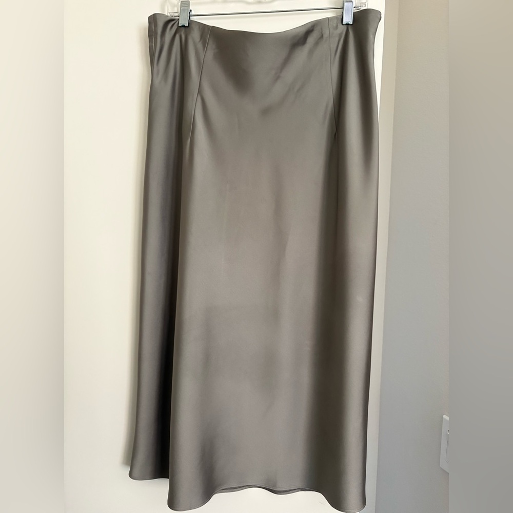 J. Crew Silver-Gray Satin Midi Skirt - Picture 2 of 13